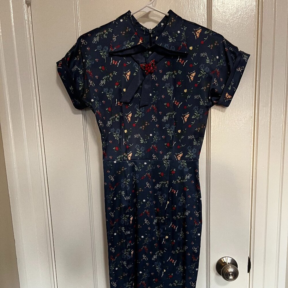 Bettie Page Clothing Satin Collared Dress